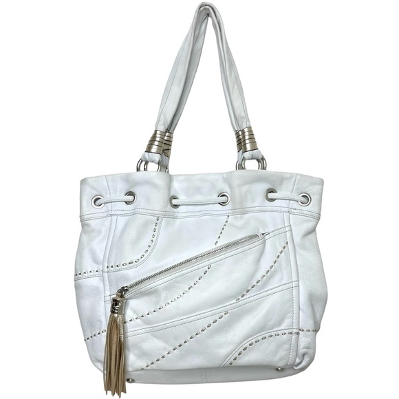 b. makowsky Handbags - B. Makowski Genuine Leather Drawstring Shoulder Hobo Bag Tassel Zippers Metallic
